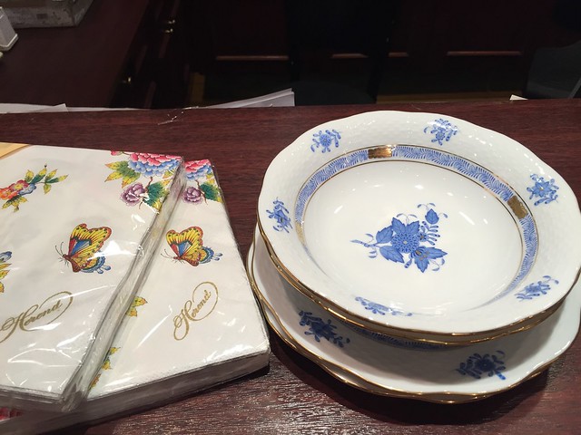 Napkins and plates,  Herend porcelain