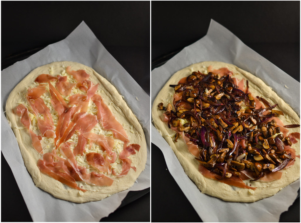 Prosciutto, Caramelized Onion, Mushroom, and Gorgonzola Pizza with an Egg on Top | Things I Made Today