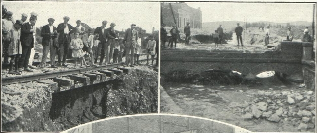 Imatges dels desperfectes causats dies després pel fort aiguat del 31 d’agost de 1926 a Sabadell a les vies dels Ferrocarrils Catalans i al pont de la carretera de Terrassa a Barcelona