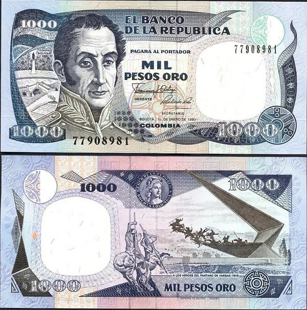 1000 Pesos Kolumbia 1987-1992, Pick 432