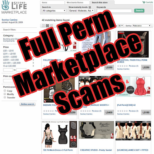 Full Perm Marketplace Scams in Second Life