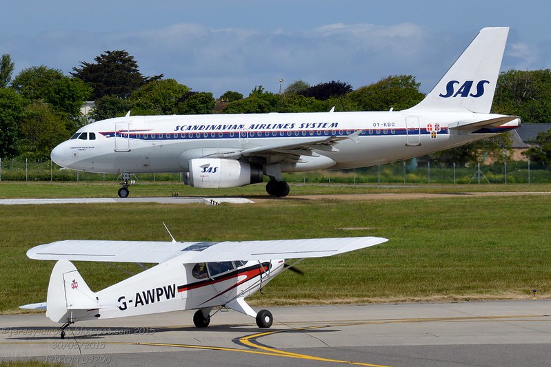 G-AWPW Piper PA-12 Super Cruiser & OY-KBO Airbus A319-131