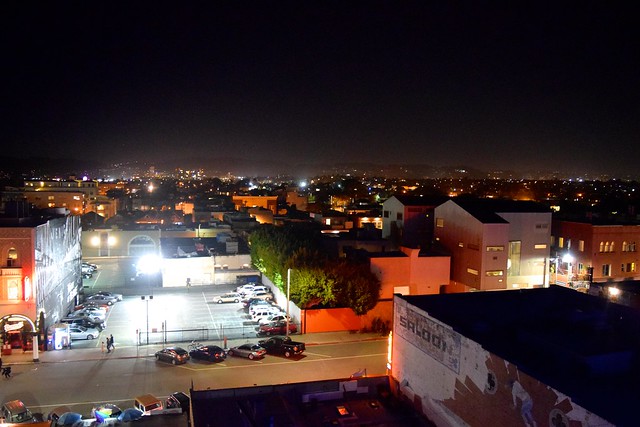 Venice Beach & Santa Monica at Night from High Rooftop Lounge, Hotel Erwin
