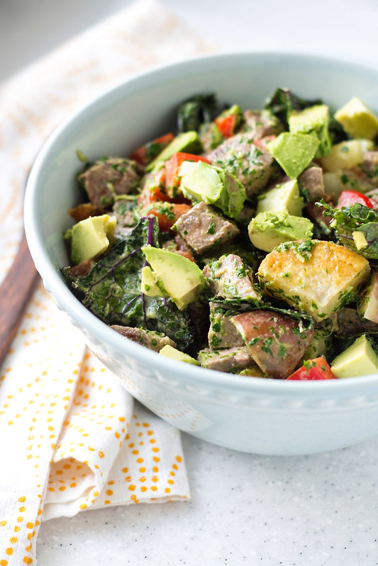 Grilled Steak and Kale Salad with Chimichurri Dressing
