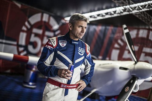 Paul Bonhomme of Great Britain stands at his hangar prior to the first stage of the Red Bull Air Race World Championship in Abu Dhabi, United Arab Emirates on March 1, 2014. // Balazs Gardi/Red Bull Content Pool // P-20140304-00044 // Usage for editorial