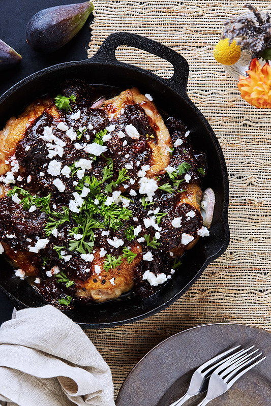 Skillet Roasted Chicken Thighs with Balsamic Fig Compote