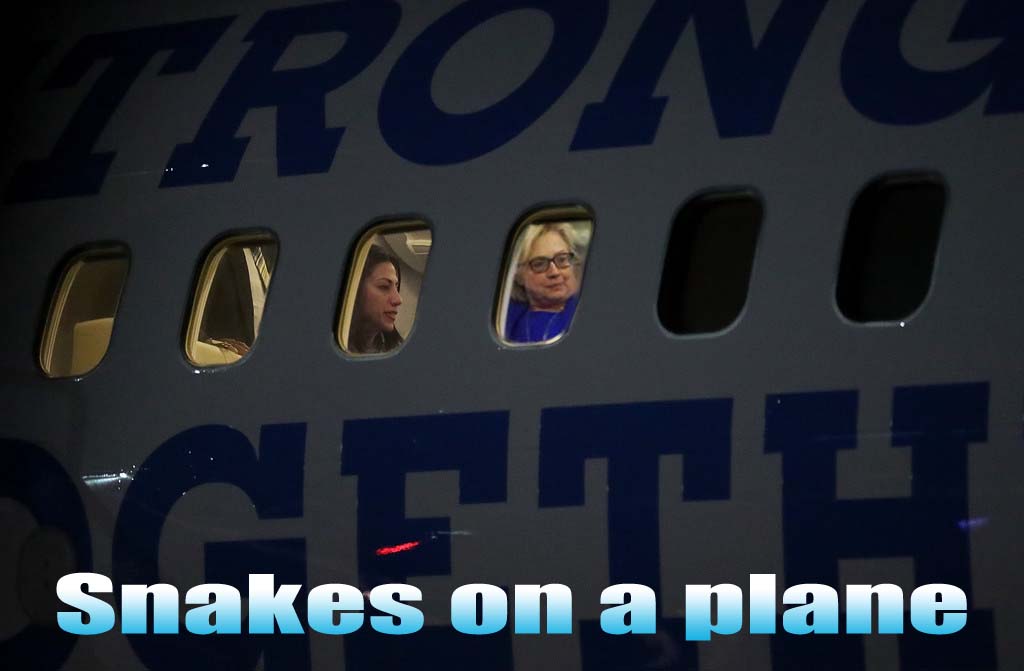 Hillary and Huma on a plane