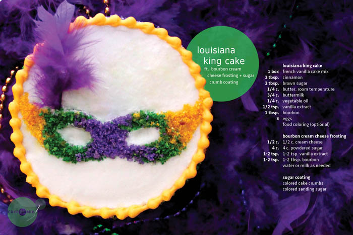 Mardi Gras: Louisiana King Cake ft. Bourbon Cream Cheese Frosting + Sugar Coating