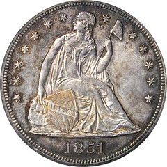 1851 Liberty Seated Silver Dollar Restrike obverse
