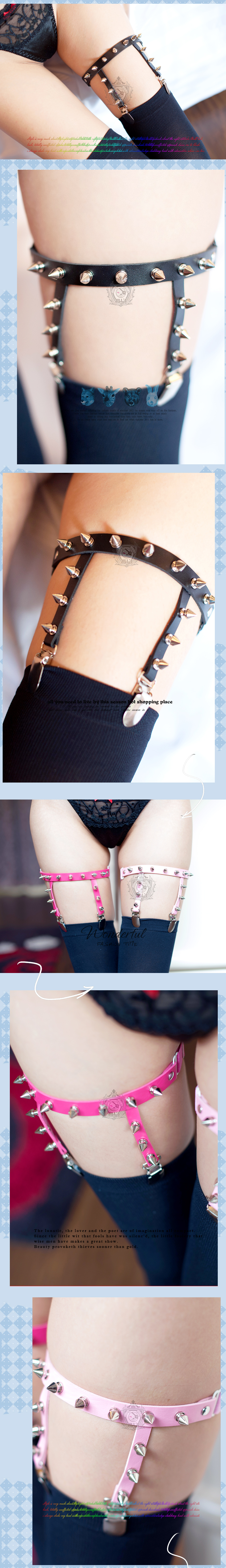 Punk visual heavy rock black widow geometric cross garter belt set【J1U6039】