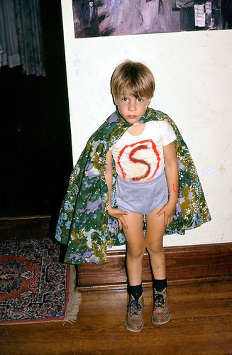 Joe as a kid, dressed as superman