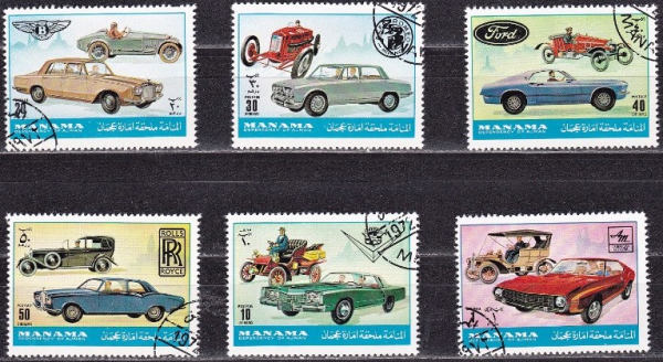 Známky Manama 1972 Automobily, razítkované