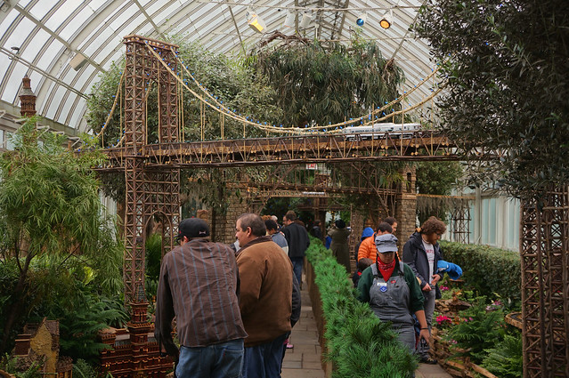 Bridges dwarf visitors at the New York Botanical Gardens Holiday Train Show