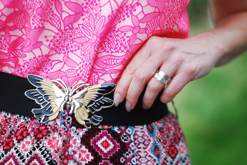 Summer brights - neon florals and Aztec print mixed patterns | Not Dressed As Lamb