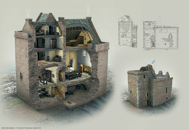 Portencross castle cutaway
