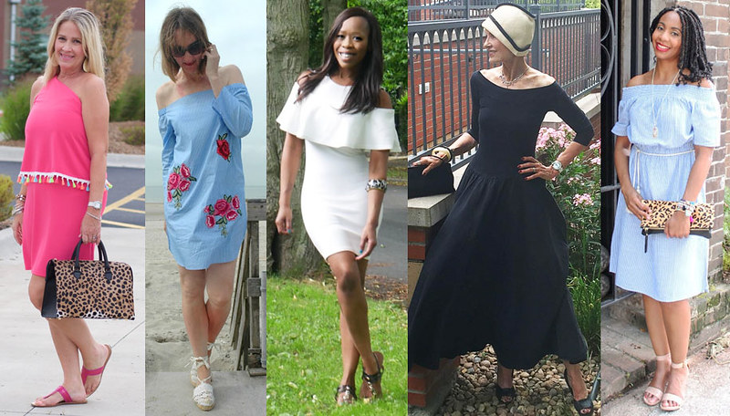 Fashion bloggers in cold shoulder and off the shoulder tops and dresses #iwillwearwhatilike