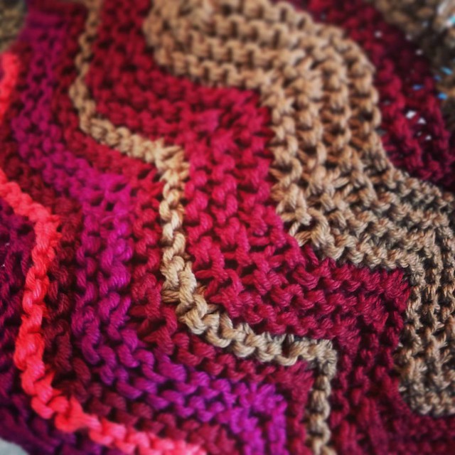 20160806. Temperature blanket, one month in. Hint: brown represents the days above 90 degrees. 120/365. #365days